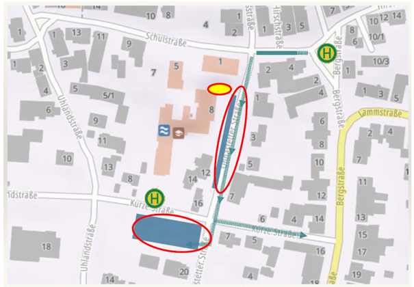 Halte- und Parken-Bereiche für PKW an der GWRS St. Johann Würtingen
